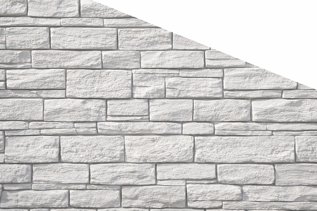 White stone effect concrete fence panels with realistic stacked stone texture, custom boundary fencing for UK and Ireland properties