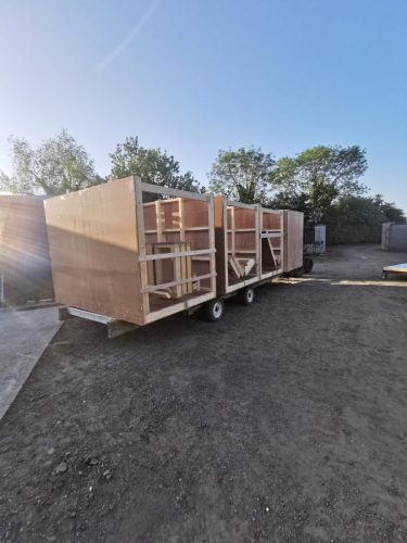 Large bespoke concrete moulds prepared for transport