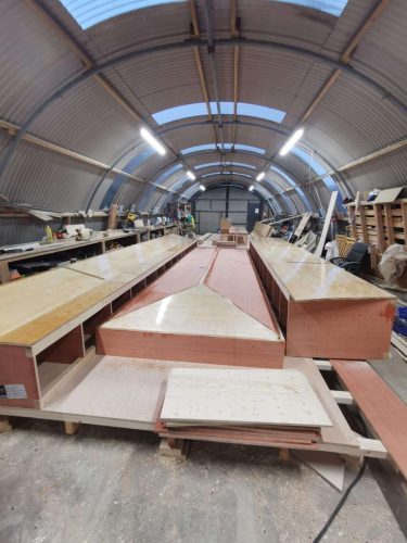 Large bespoke concrete moulds aligned for precast production