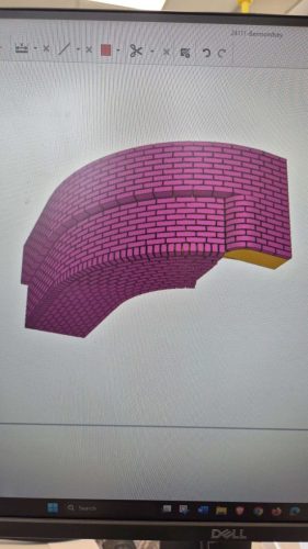 Curved brick-pattern concrete mould for architectural precast